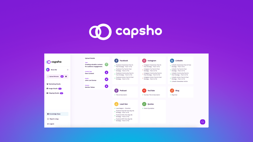 Capsho Lifetime Deal Reviews, Ai to Repurpose Video, Audio into Marketing