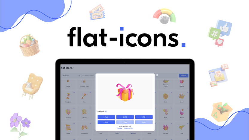Flat Icons - 32,000+ Icons (2D, 3D, And Animated)